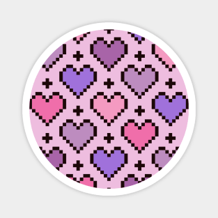 Pixel heart pattern pink and purple Magnet